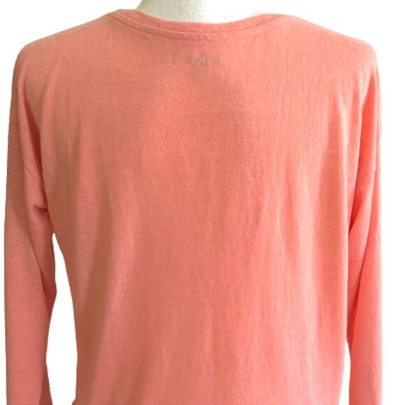 Loft Top Sweater Peach Coral Ruffled Long Sleeve Lightweight Cropped Small NEW - Picture 6 of 9